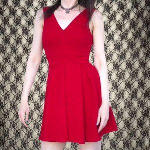 little red sleeveless fit n flare party dress haute monde juniors medium